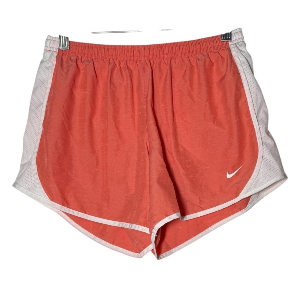 Nike Dri-Fit Athletic Shorts Coral and White Swoosh Logo Girls Size XL